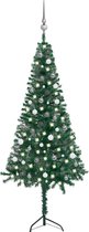 Huis en Tuin Depot Kunstkerstboom Met Led'S En Kerstballen Hoek 210 Cm Pvc Groen