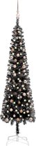 Huis en Tuin Depot Kerstboom Met Led'S En Kerstballen Smal 240 Cm Zwart