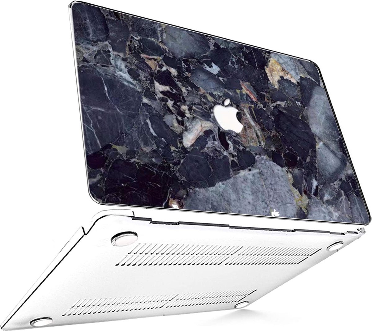 Macbook Air Cover - Hoesje voor Macbook Air 13 inch 2018 / 2021 - Hardcase Marmer Zwart met Goud