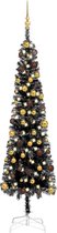 Huis en Tuin Depot Kerstboom Met Led'S En Kerstballen Smal 210 Cm Zwart