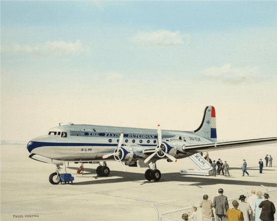 Thijs Postma - TP Aviation Art - Poster - Douglas DC-4 Skymaster KLM Boarding - 40x50cm