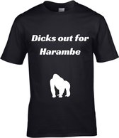 T-shirt met opdruk | Dicks out for Harambe | korte mouw | maat L|