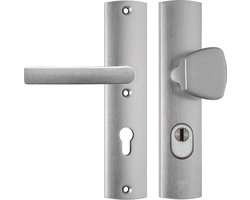 AXA Veiligheidsbeslag (Curve Plus) Aluminium geslepen: Knop-Kruk (model S/Blok) PC72 met kerntrekbeveiliging SKG***