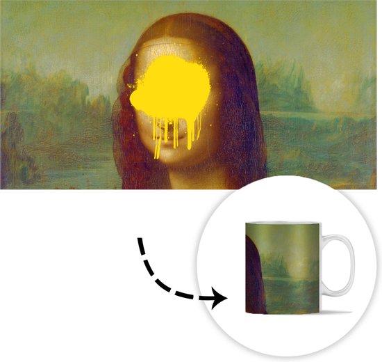 Tasse - Tasse à café - Mona Lisa - Da Vinci - Jaune - Tasses - 350 ML - Tasse - Tasses à café - Tasse à thé - Décoration Sinterklaas - Cadeaux pour enfants - Cadeaux chaussures Sinterklaas