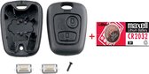Etui à clés de voiture 2 boutons avec batterie Maxell et micro interrupteurs pour Toyota Aygo / Citroen C1 C2 C3 / Peugeot Partner / Peugeot 107-307 Etui à clés de voiture.