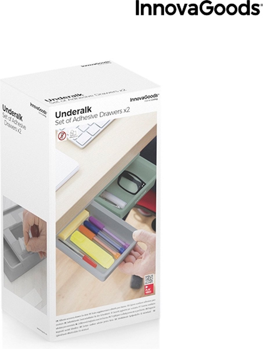 Fealkira Bureaulade onder het bureau, slaapkamer, schoolruimte, keuken, zelfklevende organizer onder het bureau, voor iPad, telefoon, pennen, potloden, sleutels, bestek (zwart, transparant
