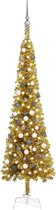 Huis en Tuin Depot Kerstboom Met Led'S En Kerstballen Smal 210 Cm Goudkleurig
