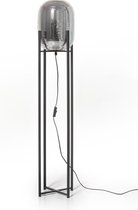 MEO Rimini Vloerlamp - Staande Lamp - Industriële Lamp - Woonkamer - Staal & Glas - 40W - Zwart