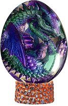 Artick Draken Ei - Beeld - Woonkamer en Slaapkamer Decoratie - Sier Eieren - Kunst - Fantasie - Kristal - met Standaard - Paars