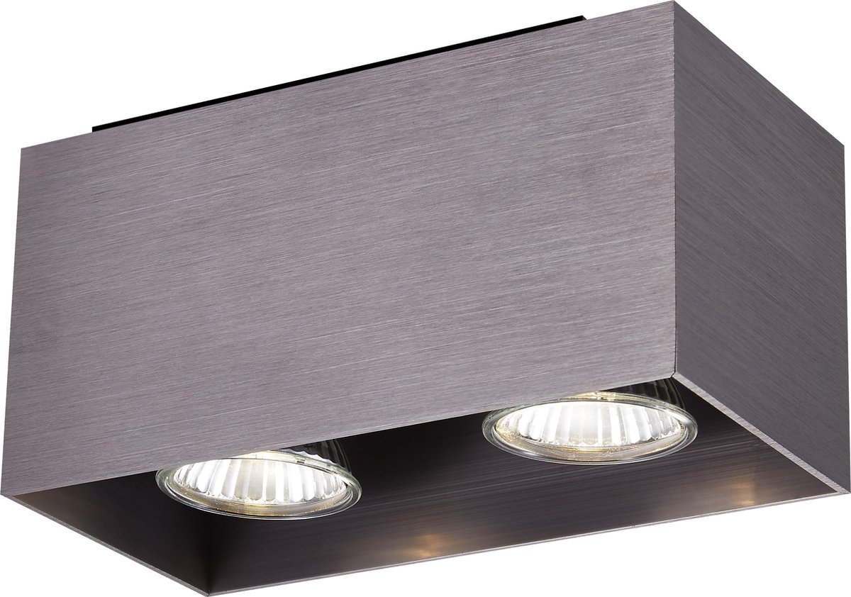 KUBO Metallic grijs Geborsteld 2x 5W LED GU10 dimbaar incl.