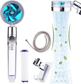 YJZQ Druk Propeller Douchekop 360 ° Draaibare Turbo Ventilator met Filter -Hydro Spinning Druk Douchekop Met 1.5m Slang en Stand, Verstelbare Waterklep Bad Douchekop