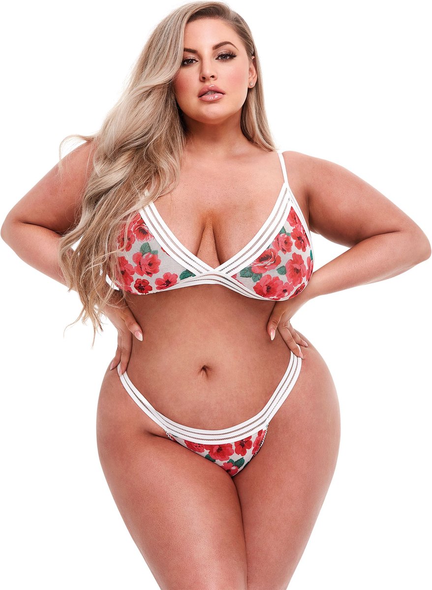 Goedkoopste Baci - White Floral & Lace Bra Set with Open Back Panty Q