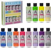 Acrylverfset - met 12 kleuren 70 ml - Hobbyverf - Acrylic Paint Set - Chalky Neon