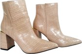 Classy Laarzen - Beige - Krokodillen Print - Gouden Detail - Winter Laarzen - Maat 40