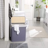 Wasmand met deksel, wasmand met uitneembare voering, wasmand met clip en handgrepen, opvouwbaar, 100L, voor wasruimte, slaapkamer, grijs HMLCB071G02