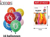 Ensemble de Ballons IDEGOS - 16 pièces - Ballons - Ballons ronds - Décoration de fête - Fête d'enfants - Anniversaire - Numéro 0