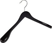De Kledinghanger Gigant - 4 x Mantel / kostuumhanger lotushout zwart gelakt met schouderverbreding, 44 cm