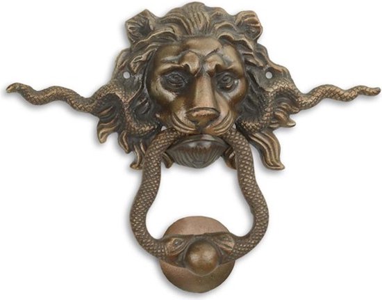 Maddeco - deurklopper leeuw met slang - koperkleurig - ijzer