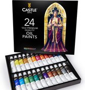 Castle Art Supplies olieverf set voor kunstenaars of beginners, 24 heldere olieverfsoorten, professionele schilderset