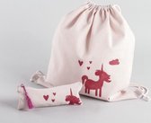 Speelgoed  - diy turnzak (gymtas) unicorn - éénhoorn pimpen schilderen en pennenzak - roze - rayher - knutselpakket - knutselkoffer- set - hobbypakket - knutselen voor kinderen - k