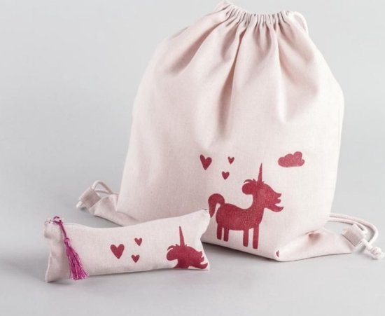 SOLDEN - SALE! speelgoed  - DIY turnzak (gymtas) unicorn / éénhoorn pimpen schilderen en pennenzak - roze - rayher - knutselpakket / set / hobbypakket - knutselen voor kinderen - knutselen voor volwassenen - creatief - glitter - modepakket