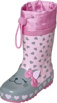 Playshoes - Regenlaarzen voor kinderen met trekkoord - Kat - Roze - maat 23EU