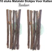 Matatabi Kauwstaafjes Voor Katten - 10x Matabi Stokjes - Silver Vine Kauwstaven Voor Kittens & Katten - Kattenspeelgoed Voor Ontspanning - 100% Natuurlijk &  Plantaardig - Kattenkruid Resultaat - Gebitsreiniging - Vardaan - 10 stuks - XS - 11 cm