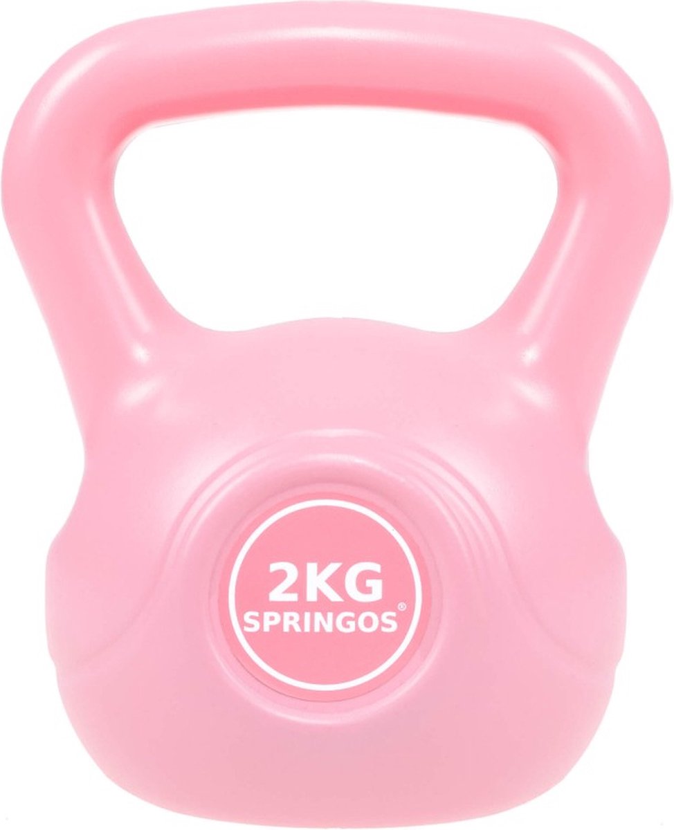 Springos PVC Kettle Bell | Kettlebell | 2 kg | Roze