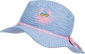 Playshoes - UV-zonnehoed voor meisjes - Krab - Lichtblauw/roze - maat L (53CM)