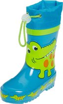 Playshoes Regenlaarzen met trekkoord Kinderen Krokodil - Blauw/Groen - maat 34-35