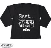 Ssst Papa en ik kijken Formule 1 * Tshirt lange mouwen Zwart * Maat 74 * Baby Cadeau * Kraam cadeau voor Papa's (en Mama's) Geboorte Cadeau * Baby Shower Cadeau* Snoes * Hippe Baby