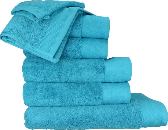ARTG Towelzz - Complete Deluxe SET - 700 grams - Washandjes - Handdoeken - Gastendoekjes - Badhanddoeken - Strandlakens - Turquoise - Deep Blue - 28 stuks verschillende maten