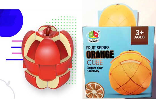 Thumbnail van een extra afbeelding van het spel 2 Stuks Pack: Hoogwaardige Puzzel Cube -Anti-Stress Fidget -Bekend Van TikTok - Kinderen/Volwassenen - Fruit Series Fidget -  Appel + Sinassappel - Sale!