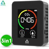 ALPA® - CO2 meter - luchtvochtigheid meter - thermometer - Infrarood Sensor - Zwart