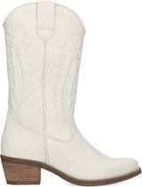 Manfield - Dames - Witte leren cowboylaarzen - Maat 41