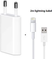 iPhone USB-lichtnetadapter van 5 W met 2 meter iPhone lightning Opladerkabel - geschikt voor iPhone, Apple Watch (exclusief Apple Watch 7-serie), iPad mini en iPod - 2m