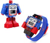A&K Transformer Kinderhorloge | Speelgoed | Speelfiguur | Robot | Horloge | Blauw + Batterij