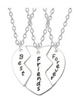 Bixorp Friends BFF Ketting voor 3 met Zilverkleurige Hartje - Vriendschapsketting Meisjes - Best Friends Ketting Vriendschap Cadeau voor Drie