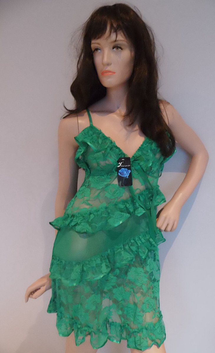 Goedkoopste Dames Babydoll met string- taille unique 38/52 - Groen