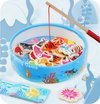 foto van Visspel Magnetisch met 2 hengels en 26 vissen met Cijfers - Hengelspel - Fishing Game - Houten Magnetisch Visspel - Fijne motoriek speelgoed - Montessori educatief speelgoed