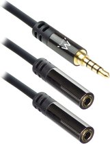 EWENT Professional Audio Splitter Mini Jack male to 3.5mm speaker & 3.5mm microphone metal plugs 0.15 Meter