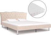 Bed Met Matras Stof Beige 140X200 Cm
