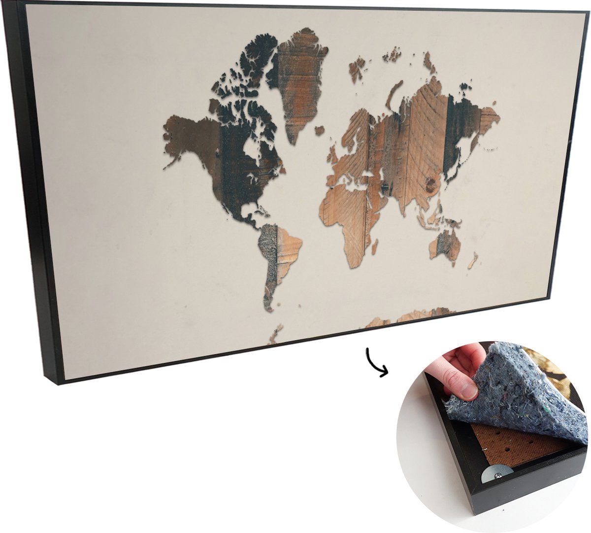 Afbeelding van product OneMillionCanvasses  Akoestische Panelen - Geluidsisolatie - Akoestisch Wandpaneel - Wanddecoratie - Schilderij - 120x60 cm - Wereldkaart - Boom - Design - Geluidsdemper - Isolatie platen