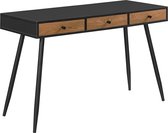 Bureau - Met 3 lades - Spaanplaat & metaal - Zwart & donker hout kleurig - Afmeting (BxDxH) 115 x 48 x 75 cm