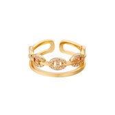Verstelbare ring vergrendeld - Yehwang - Ring - One size - Goud