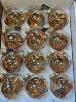 S&L kerstballenset Kerstbal gevuld met glitters - 12stuks - 8cm -kunstof   kerstversiering - kerstballen 2022/2023