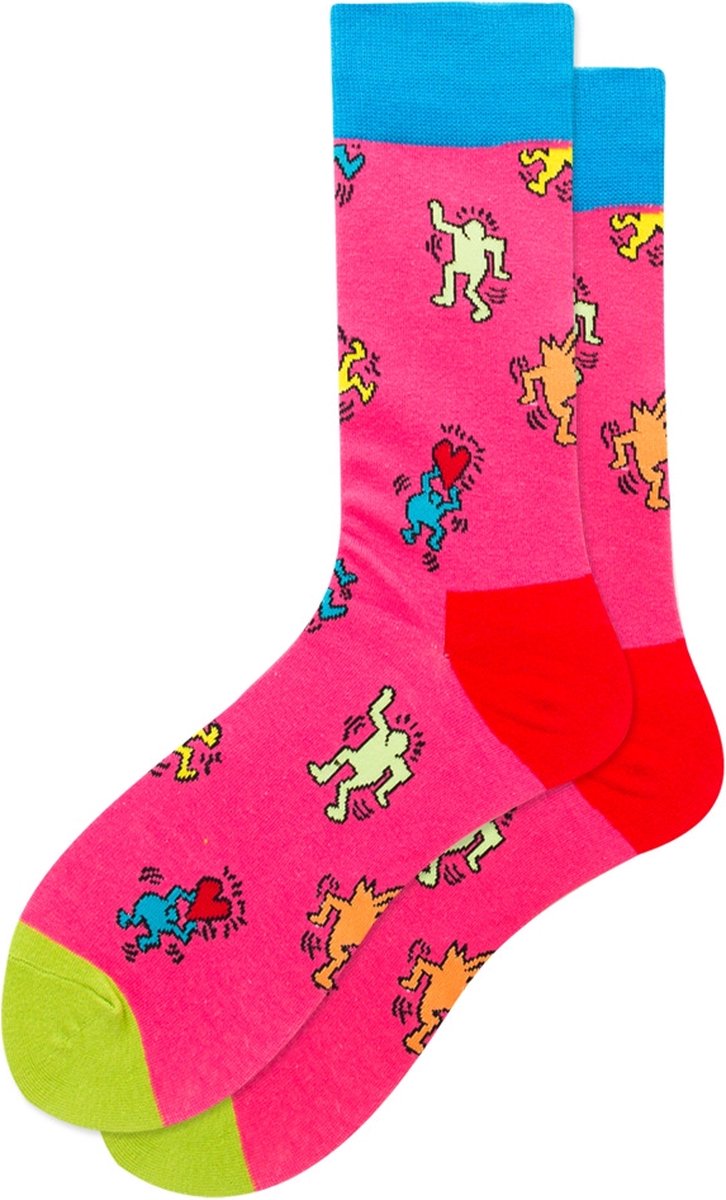 Winkrs | Modern Art Sokken | | Kunst, schilderen, grappige sokken | 39-45 | Roze