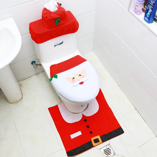 Kerst Decoratie - Set van 3 delen - Toilet - WC - Kerst - Kerstman - Toilet  Versiering... | bol.com