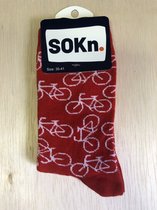 SOKn. trendy sokken FIETS rood maat 35-41 (ook leuk om kado te geven !)
