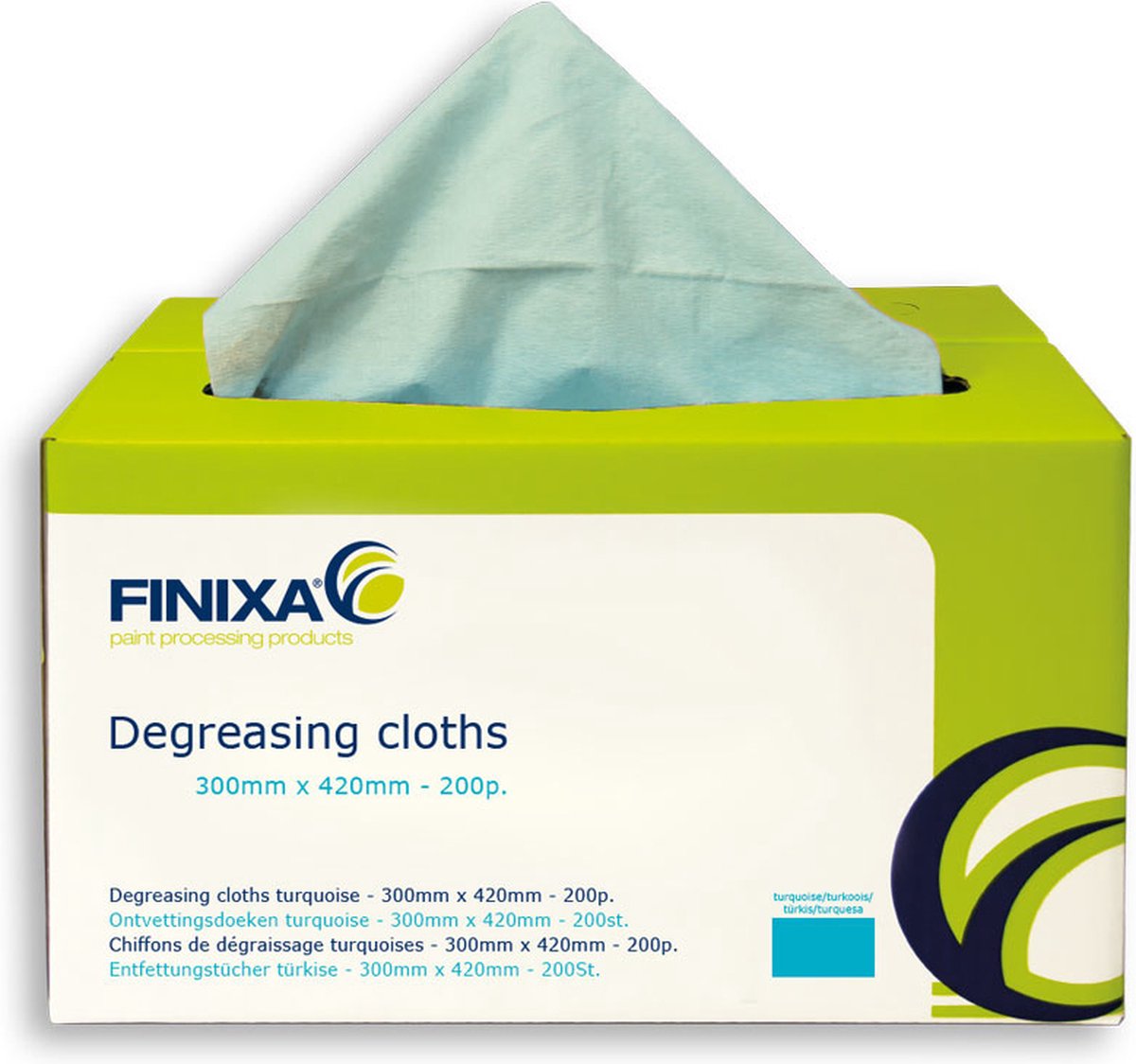 FINIXA Ontvettingsdoeken Blauw - 200 Stuks in Dispenserdoos - Pluisvrij en Siliconenvrij